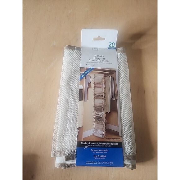 Mainstays Canvas 20-Pocket Hanging Shoe Organizer 12 In W X 60 In L (b19) - Picture 2 of 3